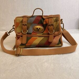 Fossil Multicolor Messenger Crossbody Bag Issue 54‎ With Key Fob Vintage EUC